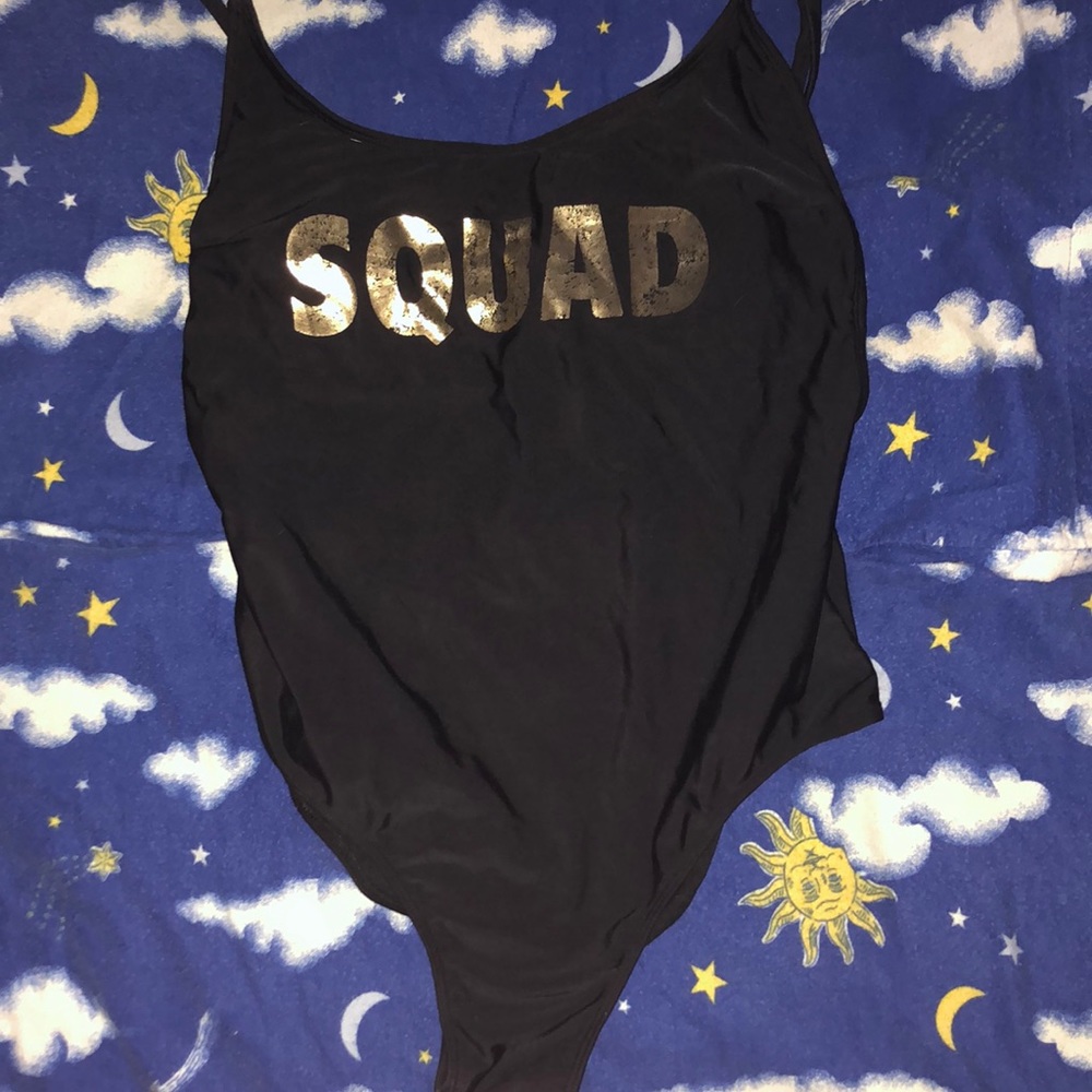 Black one piece bathing suit